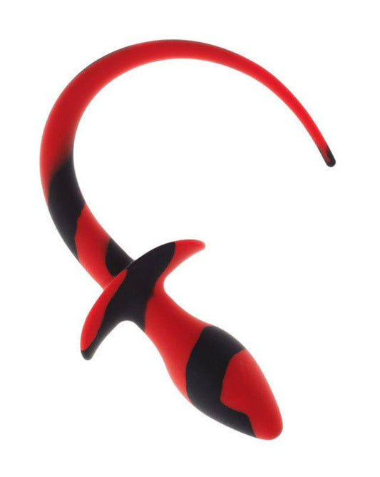 KinKi Silicone Tail Butt Plug - Red/Black - Bondage Shop