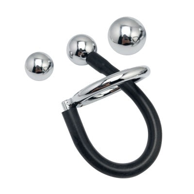 Black ring with silver balls on a white background