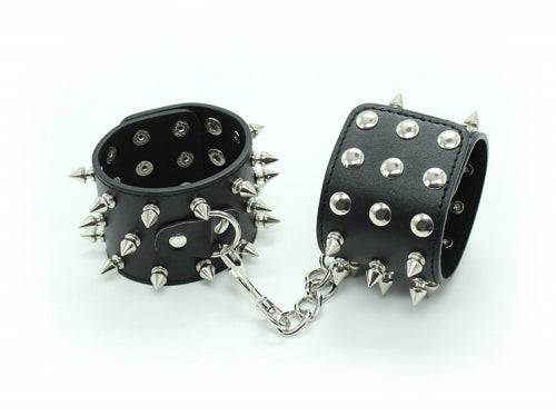 Studded Wrist Bands with D-Ring - Bondage Shop