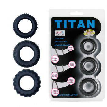 Titan Texured Silicone Cockrings (3 Pack) - Bondage Shop
