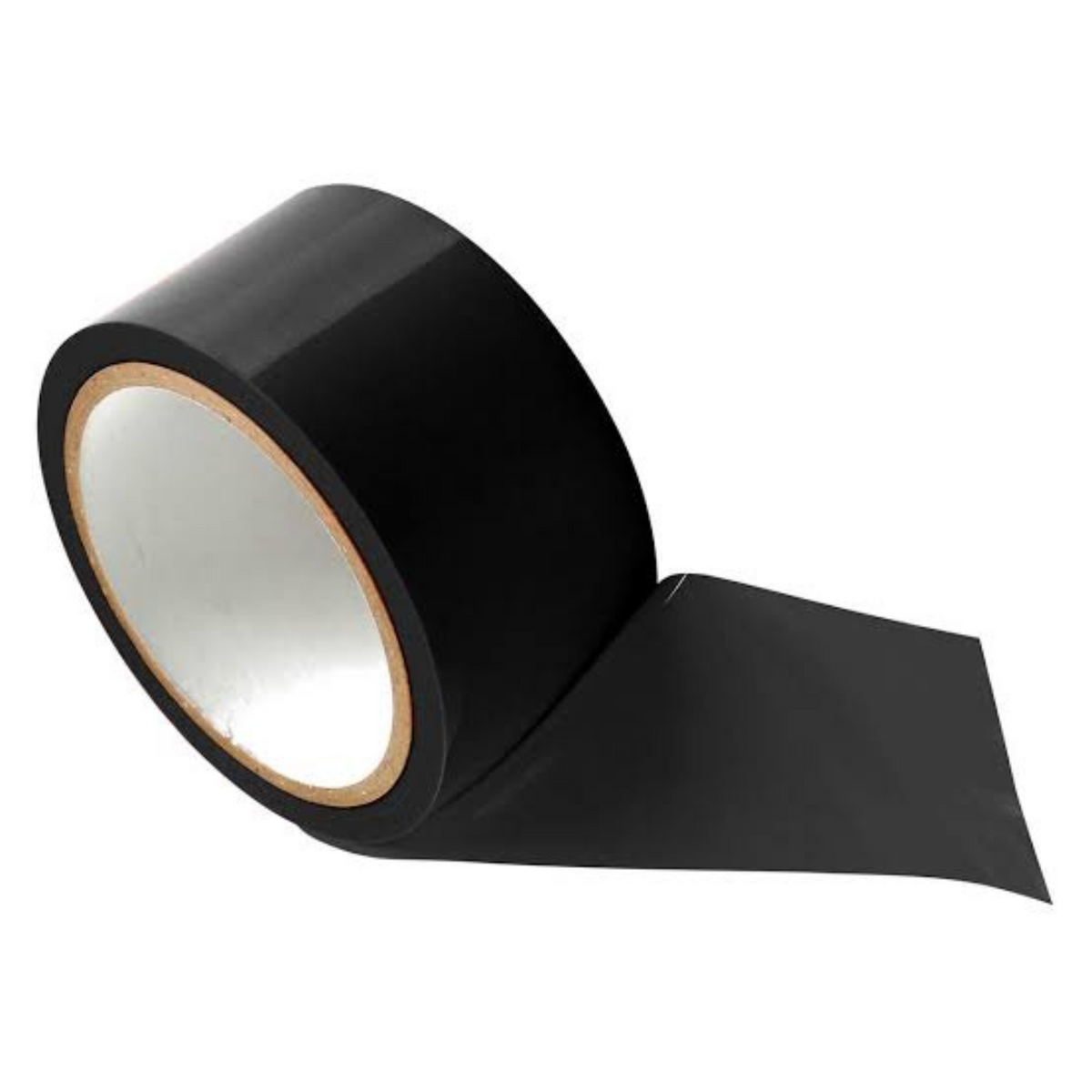 Roll of black tape on a white background