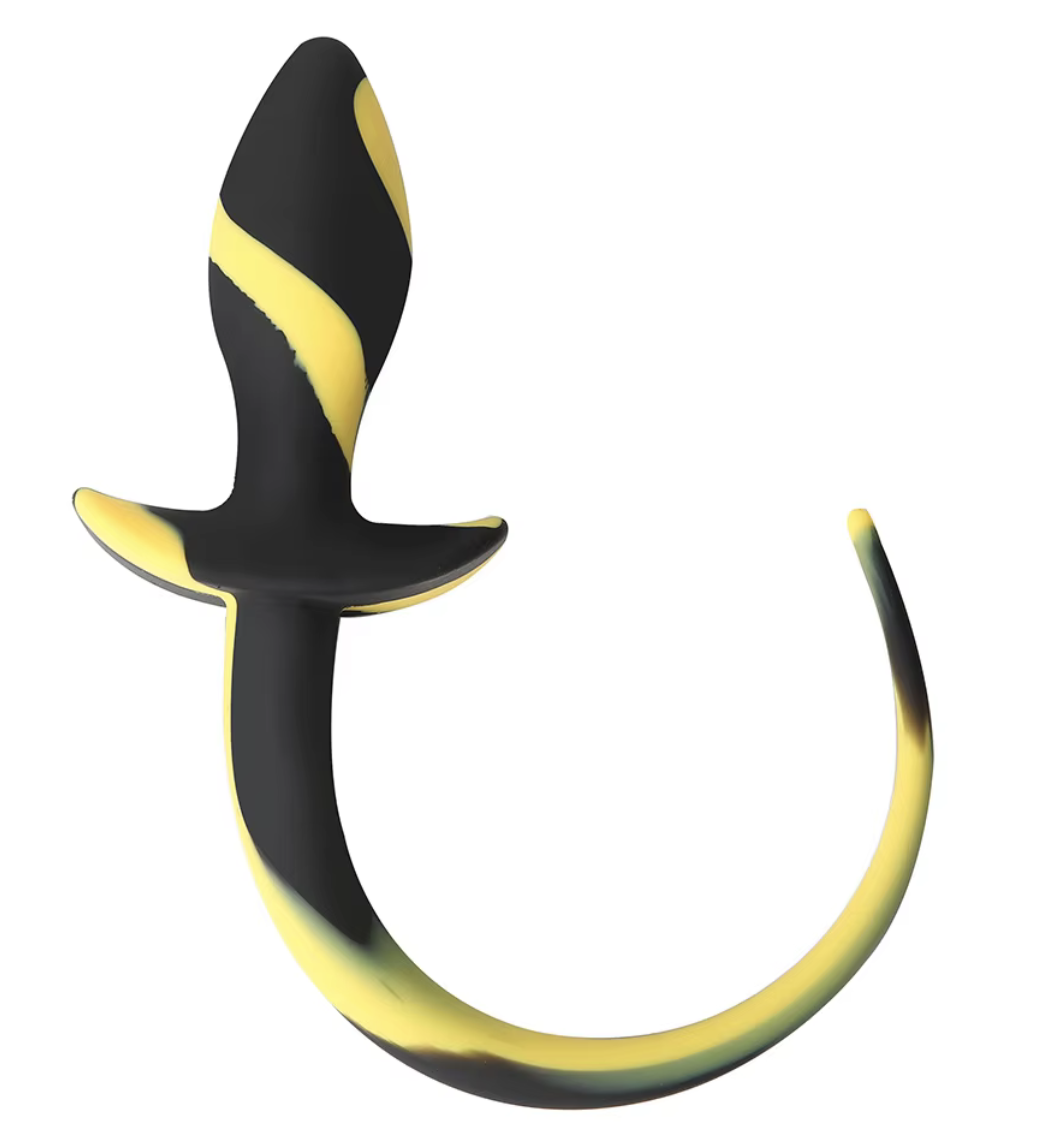 SILICONE BUTT PLUG TAIL - YELLOW