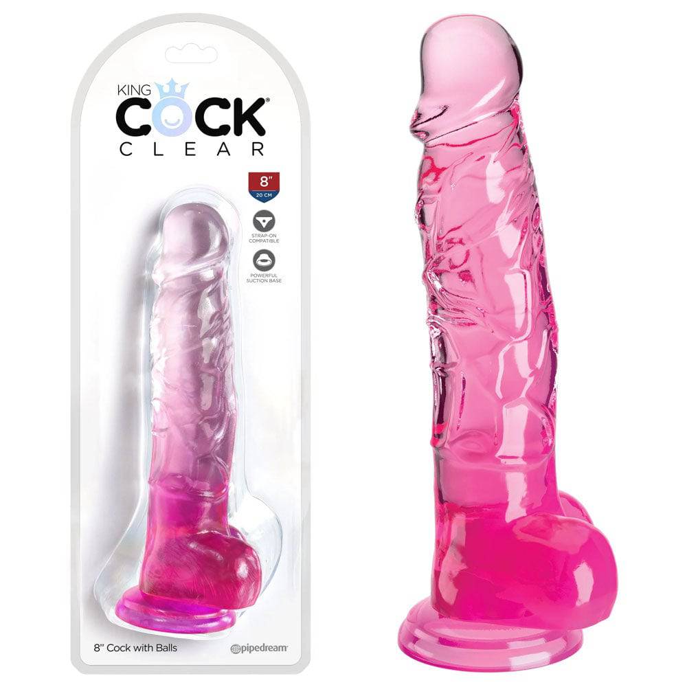8'' Cock with Balls - Pink
