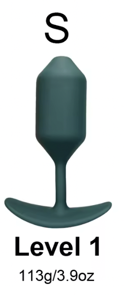 Teal silicone plug labeled 'S', 'Level 1', '113g/3.9oz' on a white background