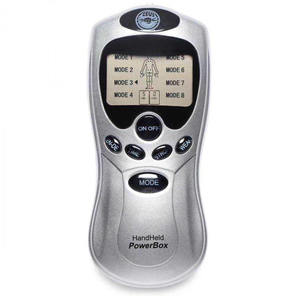 Zeus Electrosex- Handheld 8 Mode Power Box with Black Pads - Bondage Shop