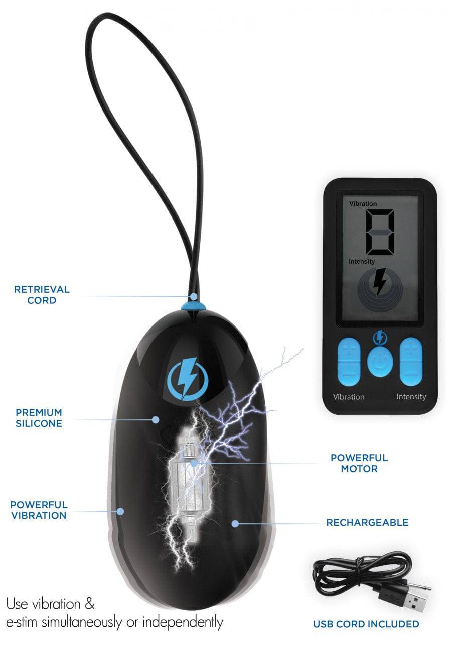 Zeus Electrosex- Silicone Vibrating Egg with Remote Control - Bondage Shop