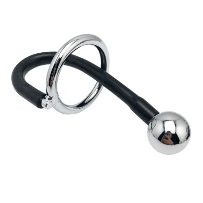 Black and silver ball chain on a white background