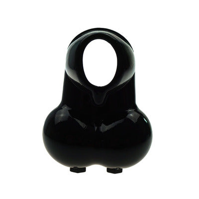 Black plastic component on a white background