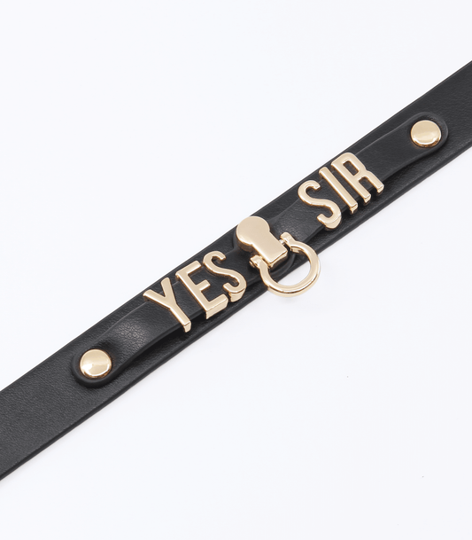 “Yes Sir” Faux Leather Collar