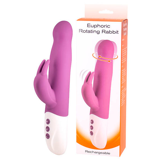 Seven Creations Euphoric Rotating Rabbit - Purple 23.4 cm USB Rechargeable Rabbit Vibrator with Gyrating Tip