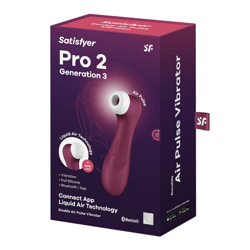 Satisfyer Pro 2 Generation 3 with App Control - Wine Red - Wine Red Touch-Free USB-Rechargeable Clitoral Stimulator