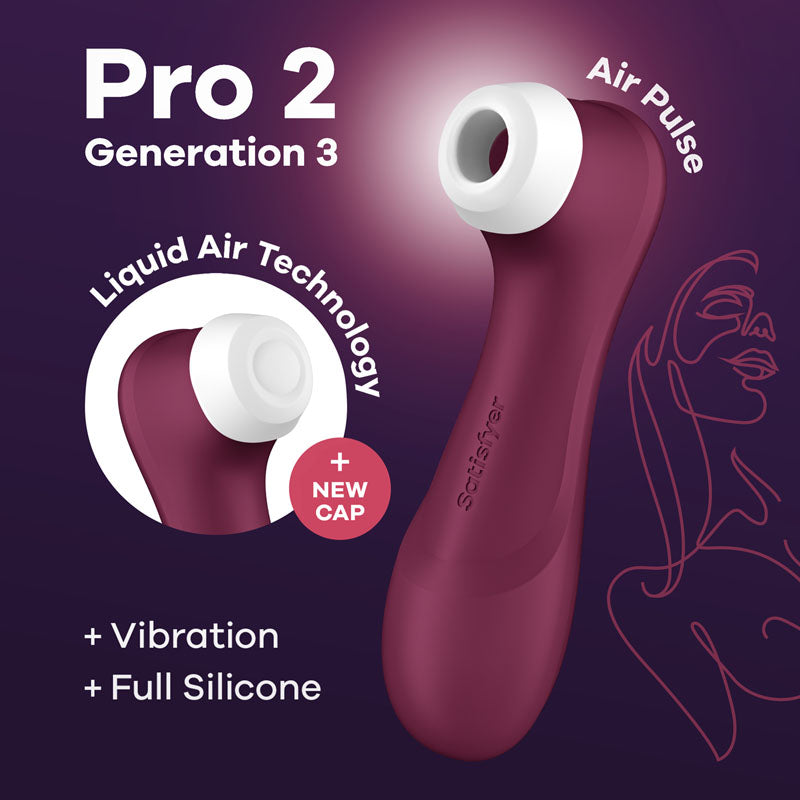 Satisfyer Pro 2 Generation 3 - Wine Red - Wine Red Touch-Free USB-Rechargeable Clitoral Stimulator