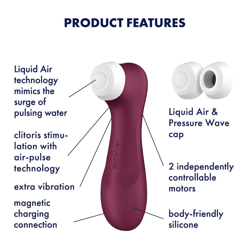 Satisfyer Pro 2 Generation 3 - Wine Red - Wine Red Touch-Free USB-Rechargeable Clitoral Stimulator