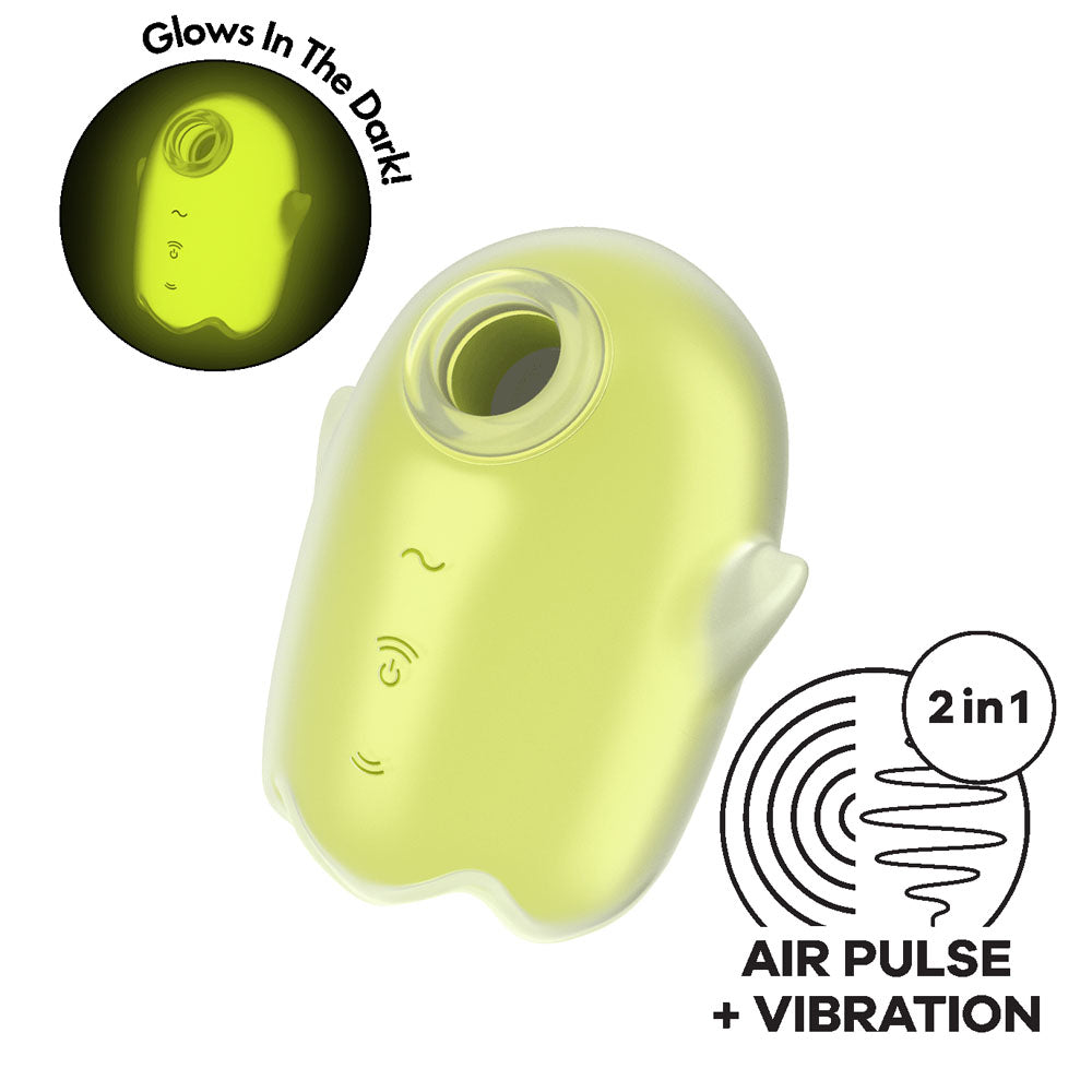 Satisfyer Glowing Ghost - Yellow - Glow in Dark Yellow USB Rechargeable Air Pulse Stimulator