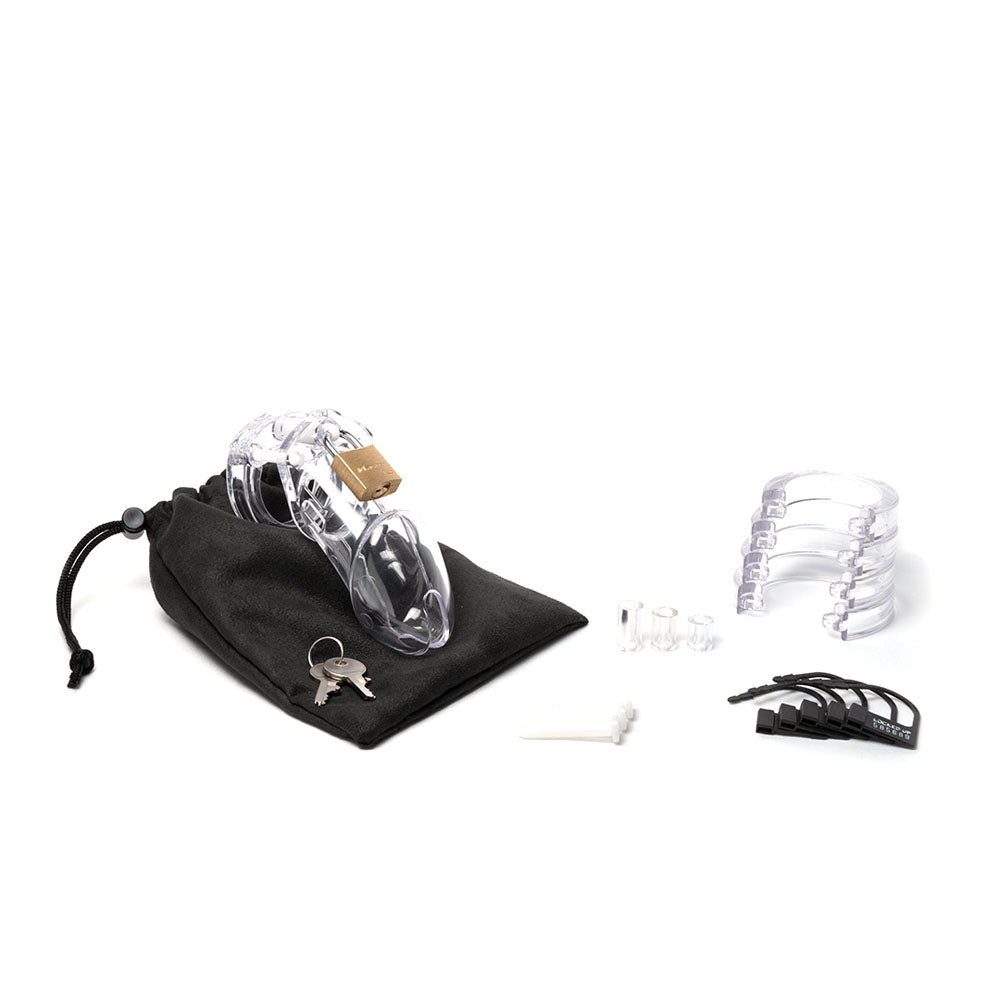 CB-6000 Chastity Cock Cage Kit - Clear - Clear 3.25 Inch Cock Cage Kit