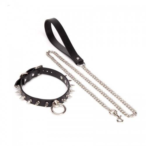 Dog Leash - Leather & Chain - Bondage Shop