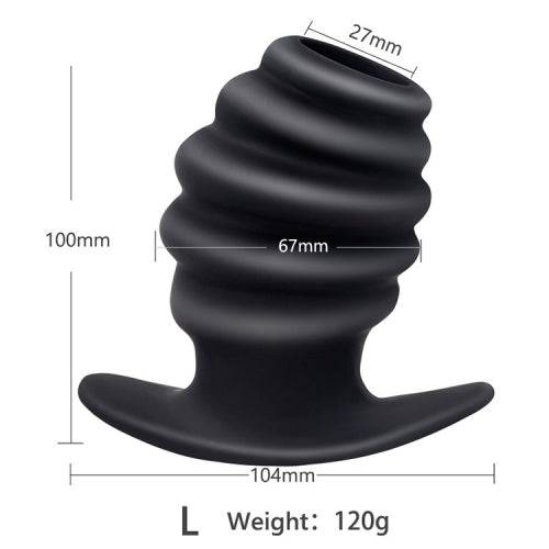 Ribbed Silicone Screw Tunnel Plug - Bondage Shop