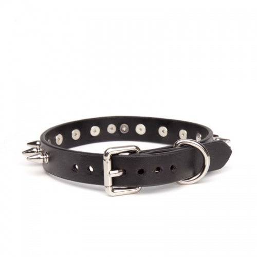 Studded Leather Collar with O-Ring - Bondage Shop
