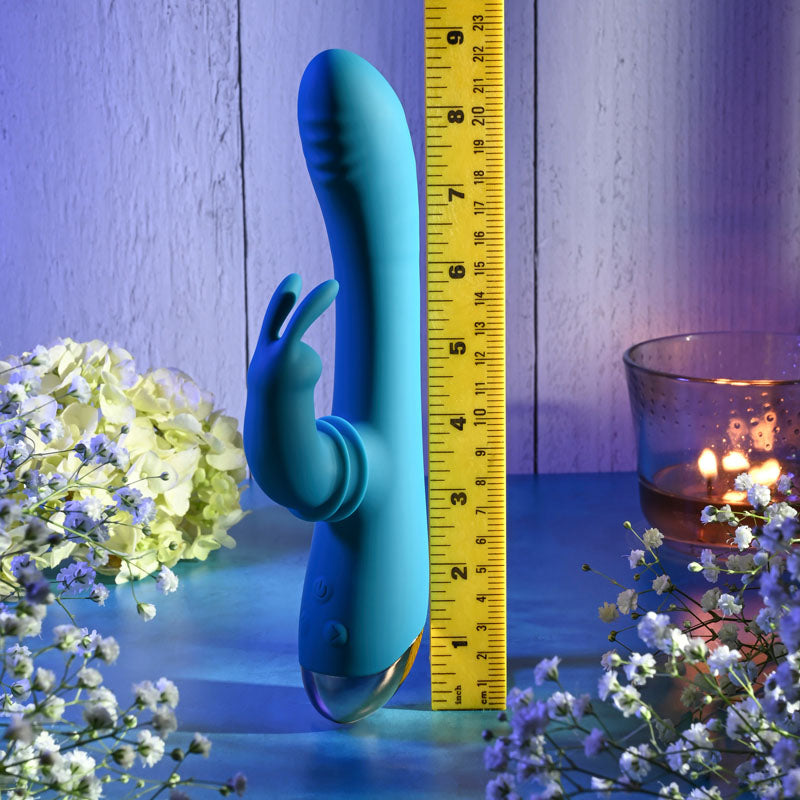 Adam & Eve SHIMMY & SHAKE VELVET RABBIT - Blue 22.4 cm USB Rechargeable Rabbit Vibrator