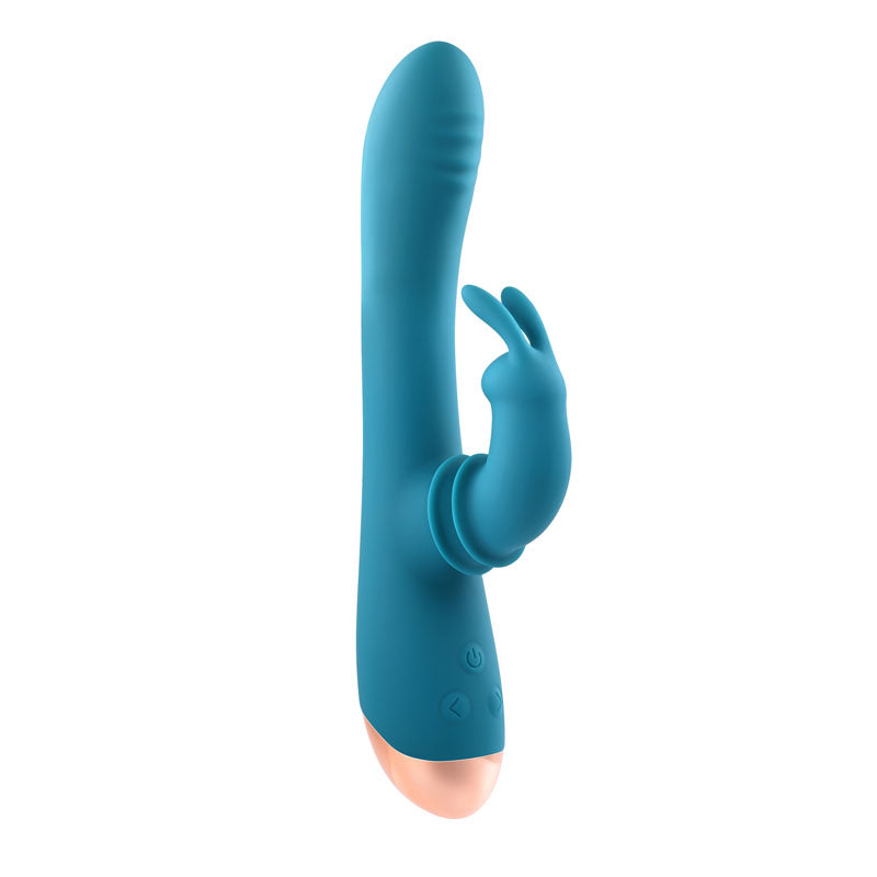 Adam & Eve SHIMMY & SHAKE VELVET RABBIT - Blue 22.4 cm USB Rechargeable Rabbit Vibrator