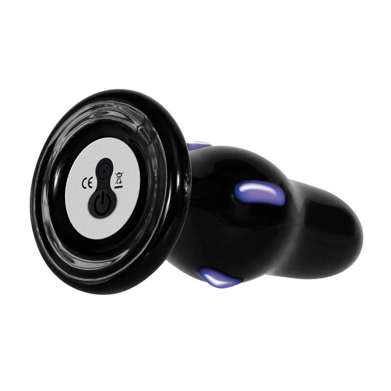 Adam & Eve REAR ROCKER - Black Glass 9.8 cm USB Rechargeable Vibrating Butt Plug