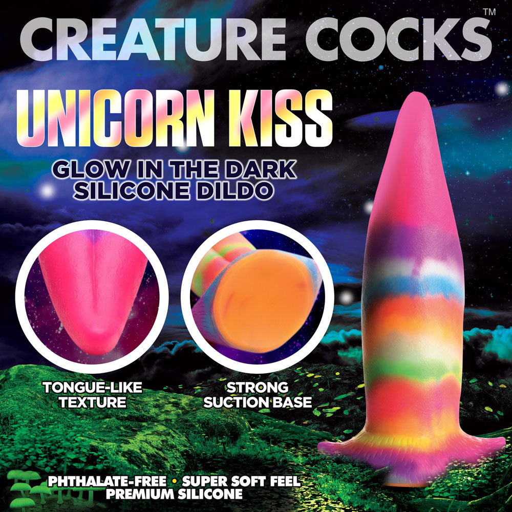 Creature Cocks Unicorn Kiss Silicone Dildo - Coloured 21.4 cm Fantasy Unicorn Tongue Dildo