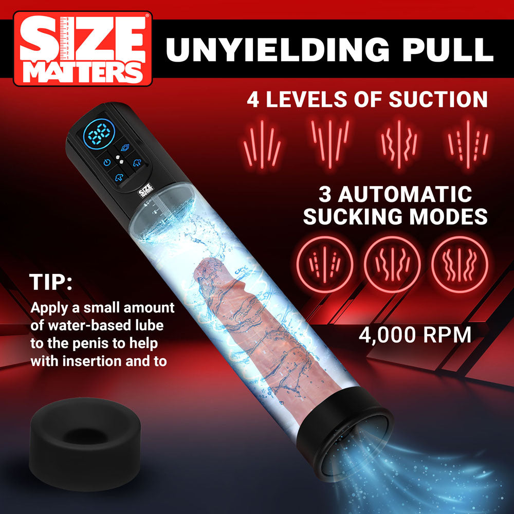 Size Matters Sucking Penis Pump - Clear USB Rechargeable Penis Pump