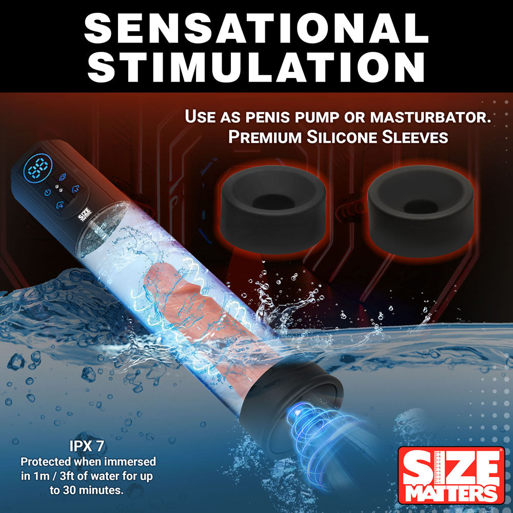 Size Matters Sucking Penis Pump - Clear USB Rechargeable Penis Pump