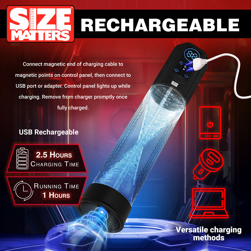 Size Matters Sucking Penis Pump - Clear USB Rechargeable Penis Pump