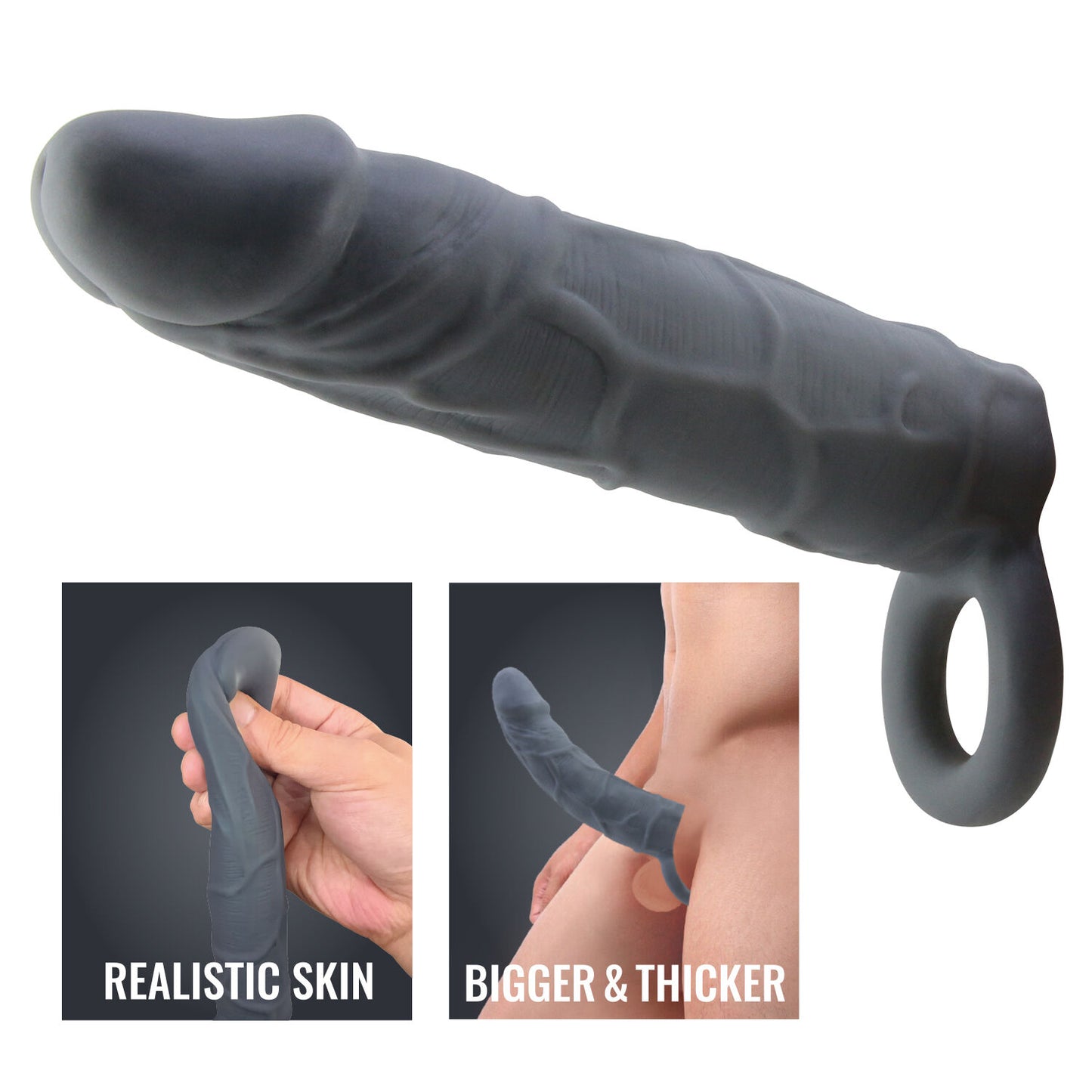 REALISTIC PENIS SLEEVE - BLACK