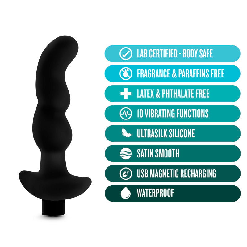 Anal Adventures Platinum Vibrating Prostate Massager 03 - Black USB Rechargeable 15.2 cm Prostate Massager