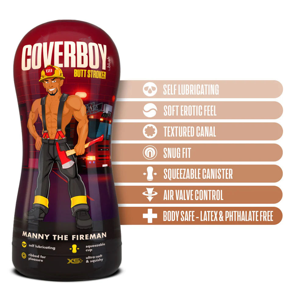 Coverboy Manny The Fireman - Tan Male Ass Stroker