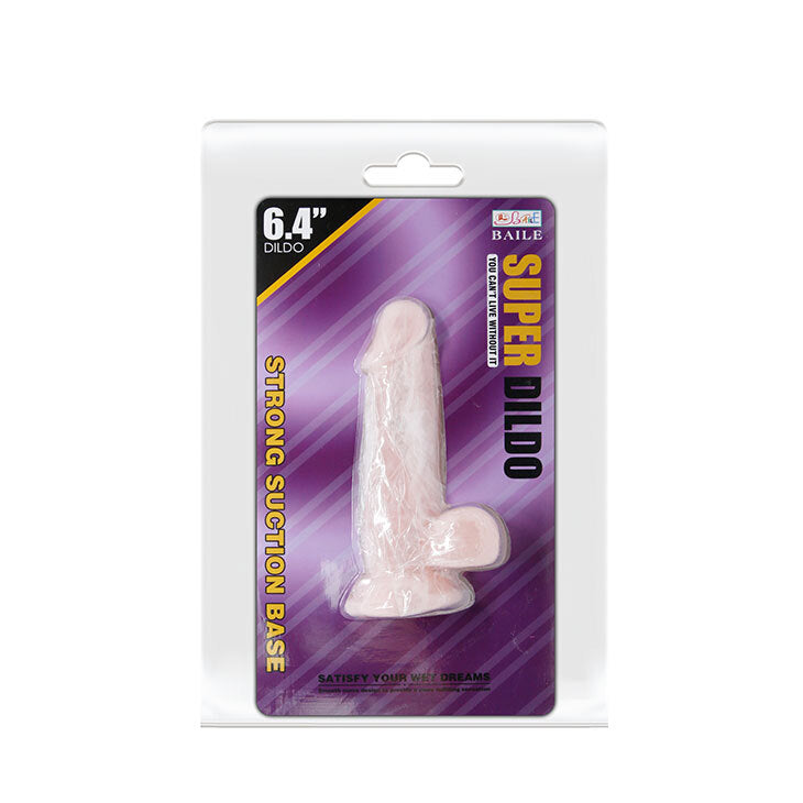 Super Dildo packaging with purple background and white base
