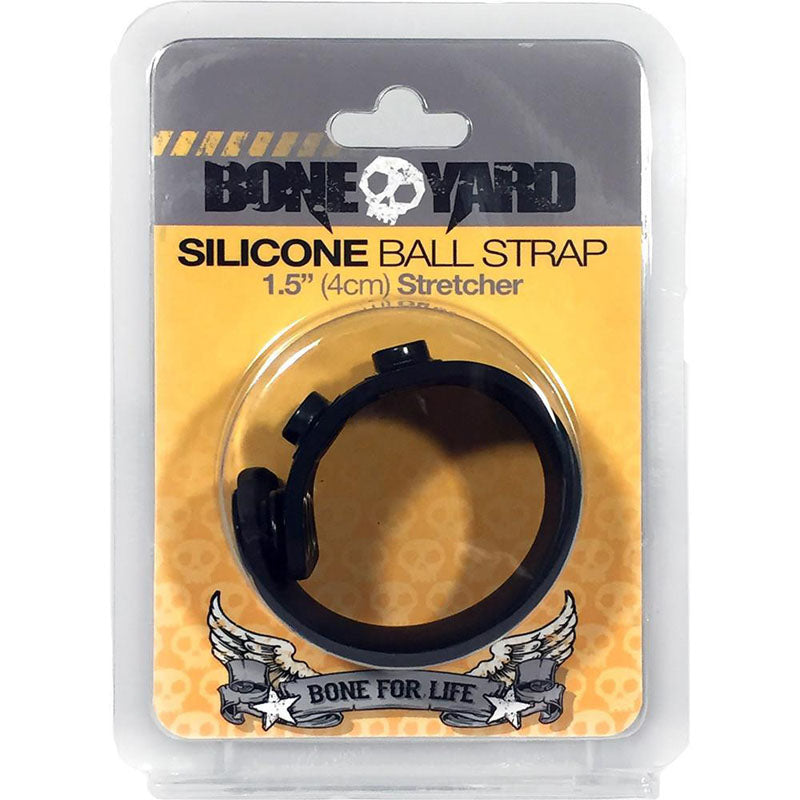 Boneyard Silicone Ball Strap Black - Black 3-Snap 4 cm Adjustable Ball Stretcher Ring