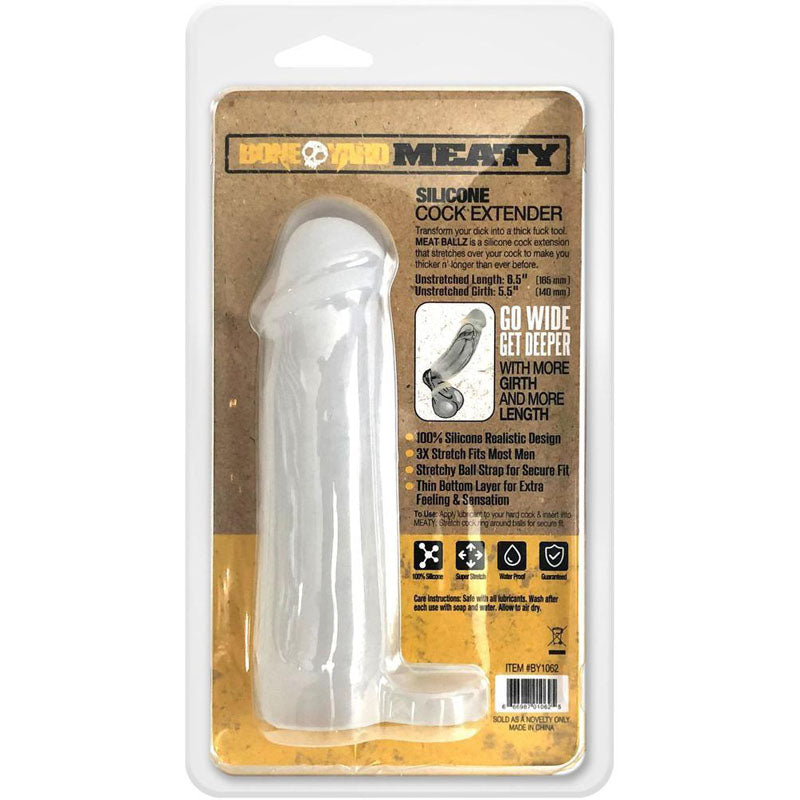 Boneyard Meaty Cock Extender - Clear - Clear Penis Extender Sleeve