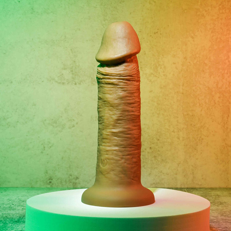 Evolved 6'' VIBRATING DONG DARK - Brown 15.2 cm USB Rechargeable Vibrating Dong