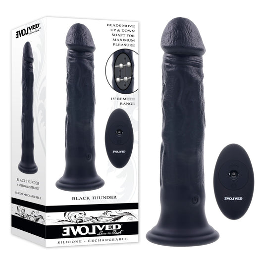 Evolved BLACK THUNDER - Black 25 cm USB Rechargeable Vibrator