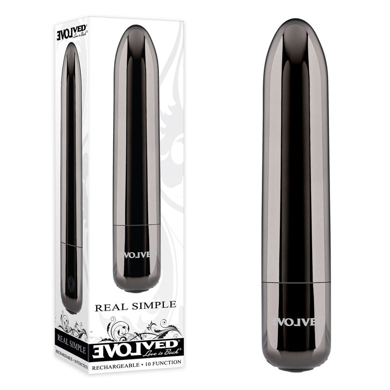 Evolved REAL SIMPLE - Black Chrome 10 cm USB Rechargeable Bullet