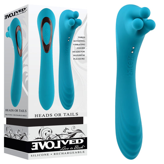 Evolved HEADS OR TAILS - Blue 19.3 cm USB Rechargeable Dual Ended Massager