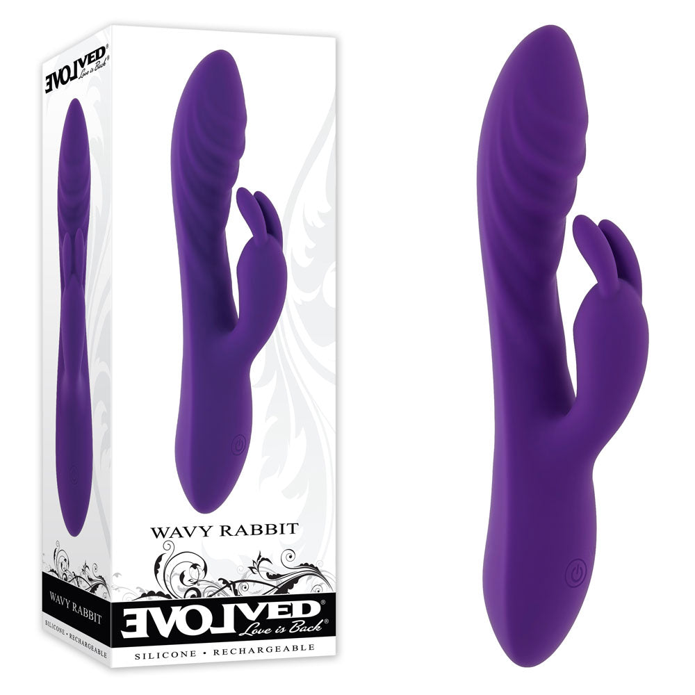 Evolved WAVY RABBIT - Purple 20.6 cm USB Rechargeable Rabbit Vibrator