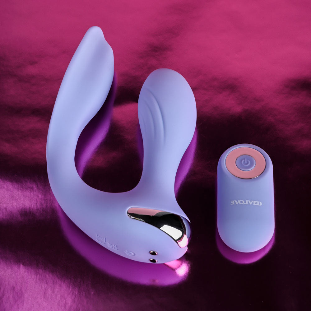 Evolved EVERY WAY PLAY - Purple 12.8 cm USB Rechargeable Rabbit Vibrator with Wireless Remote Control