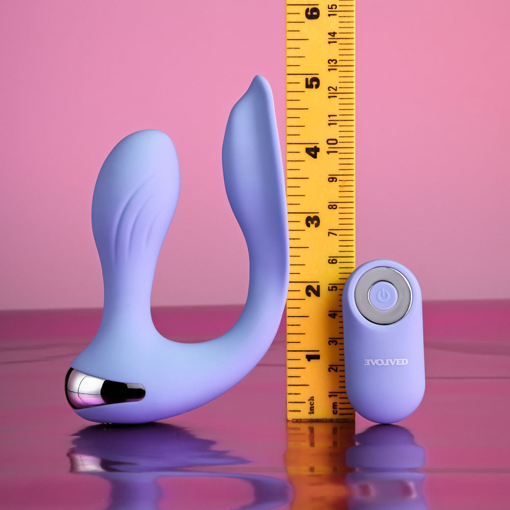 Evolved EVERY WAY PLAY - Purple 12.8 cm USB Rechargeable Rabbit Vibrator with Wireless Remote Control