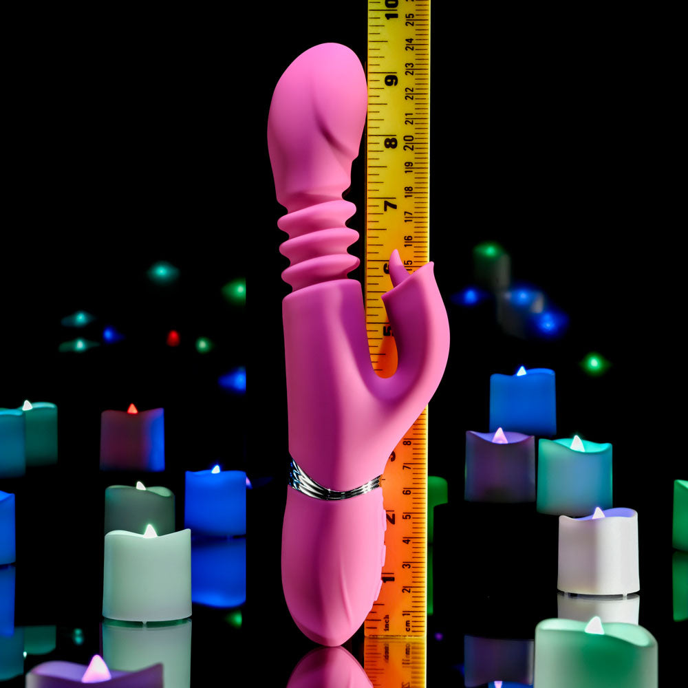 Evolved PINK DRAGON - Pink 24.2 cm USB Rechargeable Thrusting Rabbit Vibrator