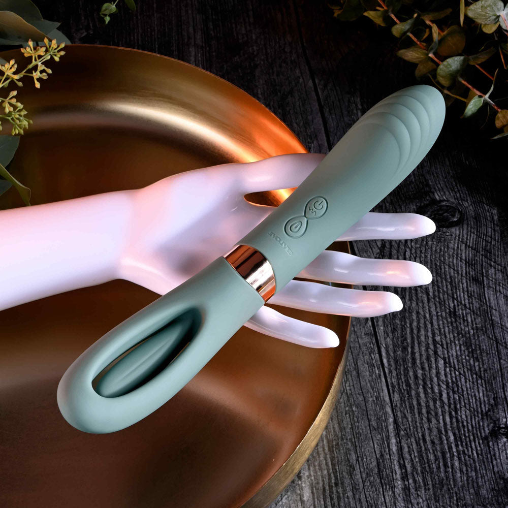 Evolved CHICK FLICK - Olive Green 24 cm USB Rechargeable Vibrator with Flicking Tip