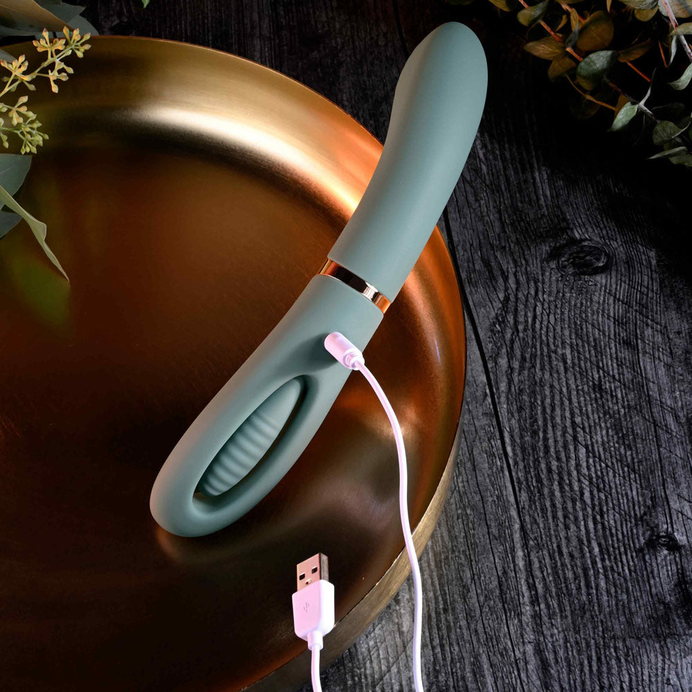 Evolved CHICK FLICK - Olive Green 24 cm USB Rechargeable Vibrator with Flicking Tip