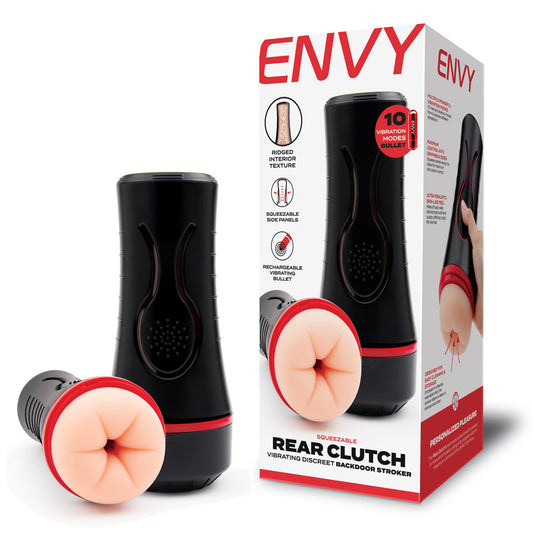 ENVY Squeezable Rear Clutch Stroker - Flesh Vibrating Anal Stroker