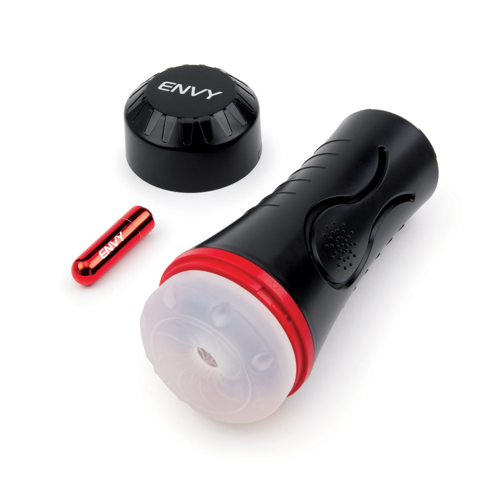 ENVY Squeezable Clear Clutch Stroker - Clear Vibrating Stroker