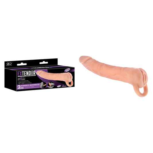 Extendor 9'' 2-in-1 Penis Extender & Masturbator - Flesh 22.9 cm Penis Extension Sleeve with Vagina Opening