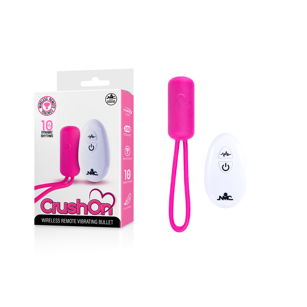 Crush On - Pink - Pink USB Rechargeable Vibrating Bullet with Wireless Remote