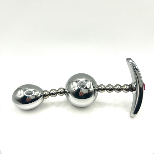 Dual Bulb Metal Butt Plug - 4.7 Inch